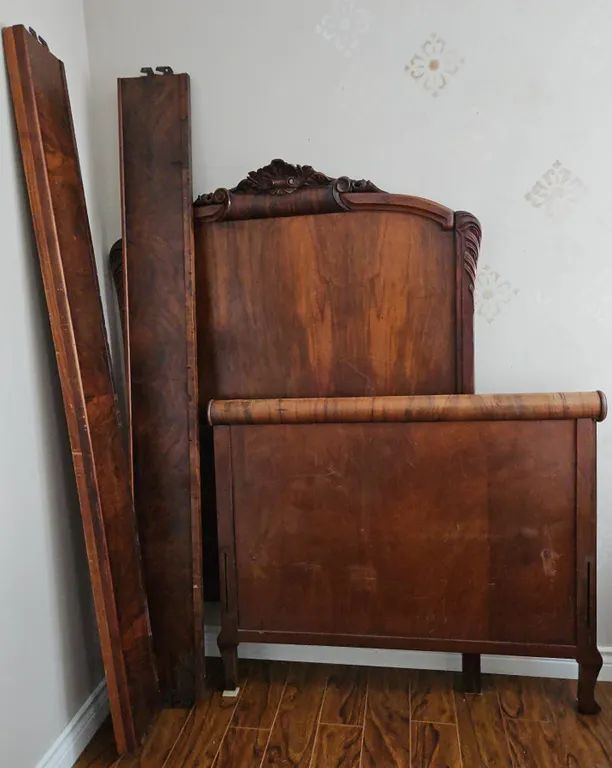 Wooden Bed Frame Set with Headboard, Footboard, Rails, Mattresses and Plywood Base