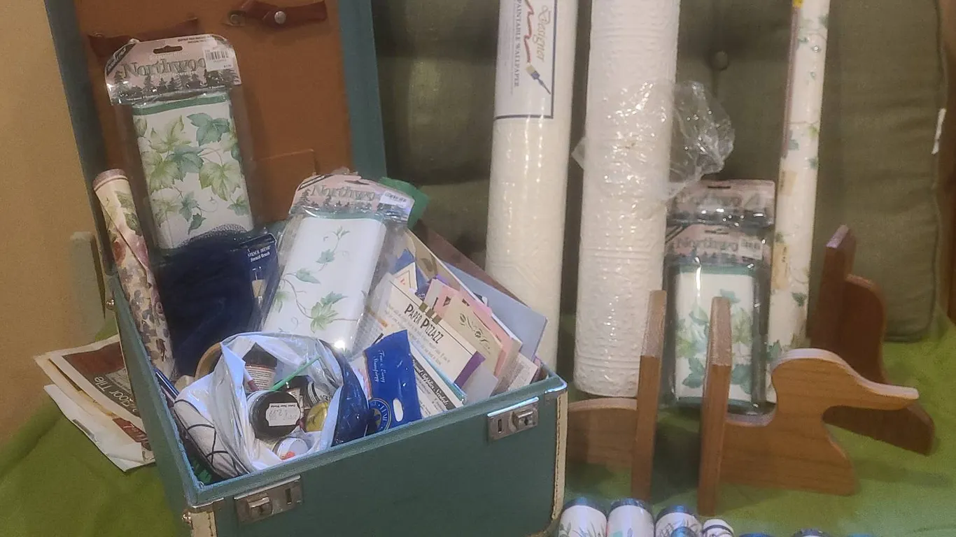 Home Decorator's Kit With Wallpaper Borders, Paint Supplies, and Storage Case