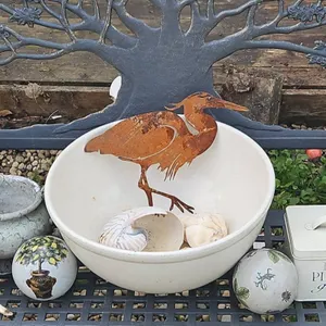 Garden Decor With Metal Fountain, Ceramic Planters, Ornaments, Shells