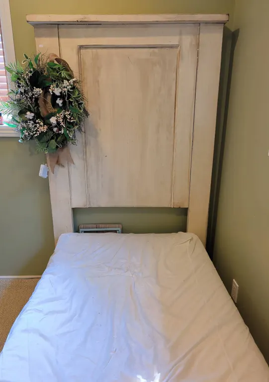 Custom Made Aged Door Panel Twin Bedframe with Mattress