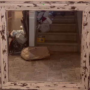 Rectangular Wall Mirror with Distressed Wood Frame