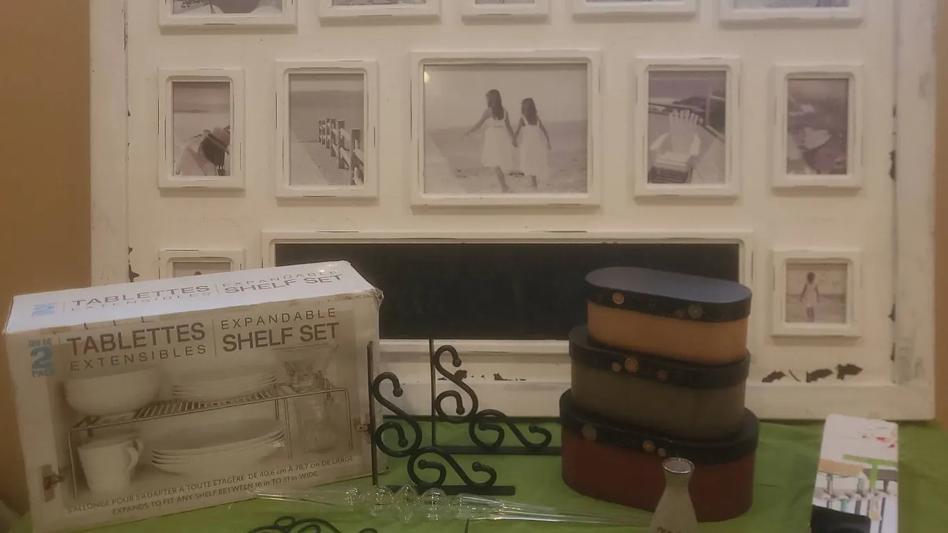 Home Decor Lot With Multi-Photo Frame, Shelf Set, Takahashi Vase and Metal Wall Brackets