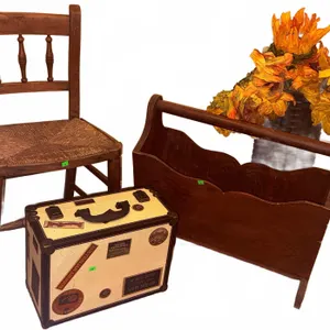 Wooden Side Chair, Magazine Rack, and Decorative Storage Box Group