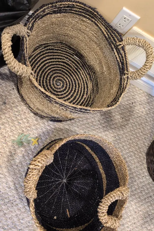 2 Woven Baskets with Faux Pine and Foliage Decor