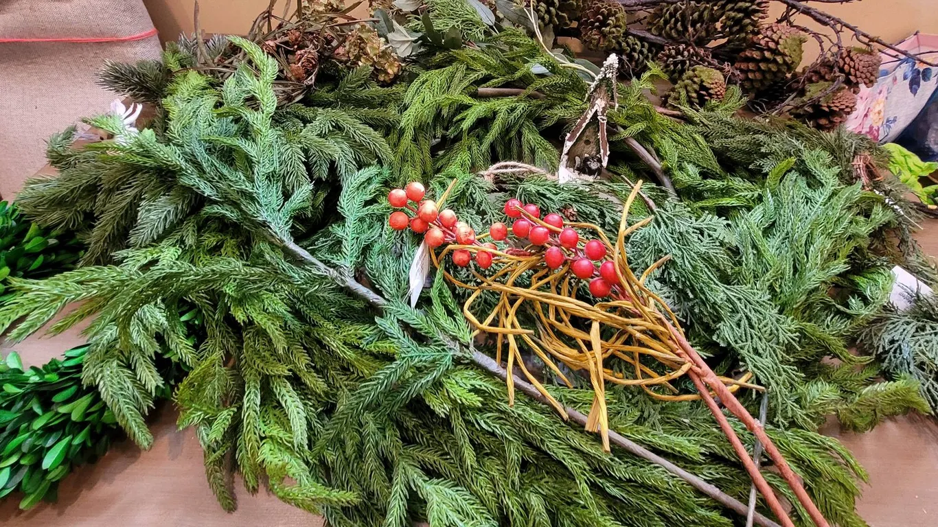 Artificial Floral Decor With Pine Branches