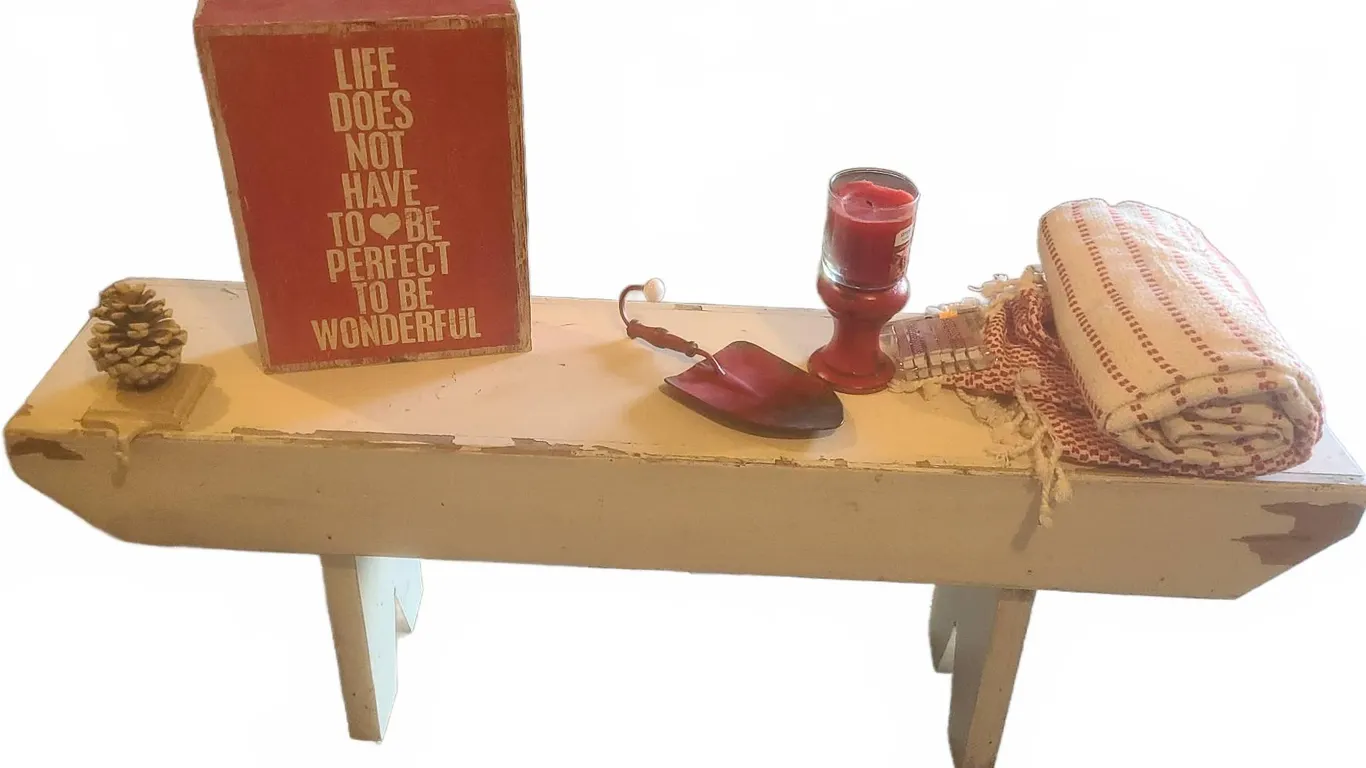 Decorative Wooden Bench With Accessories Bundle