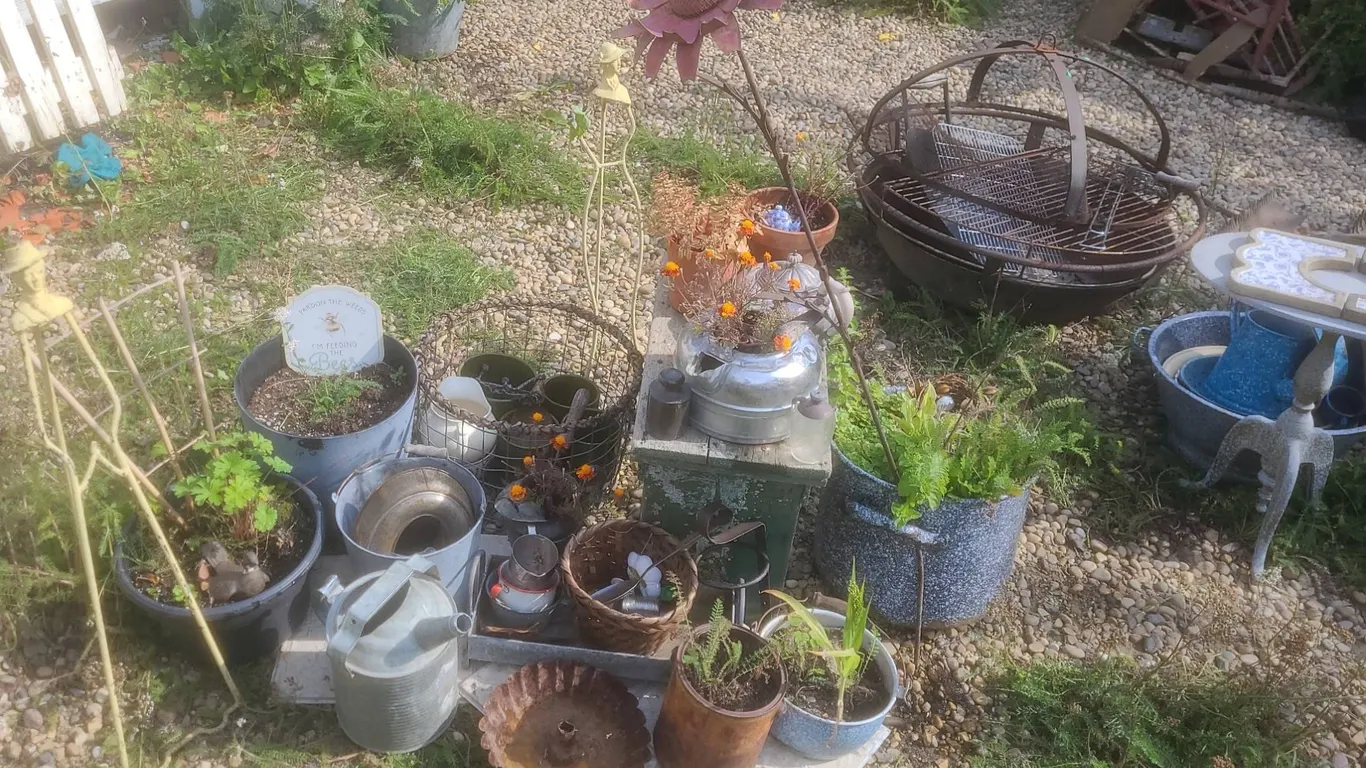 Outdoor Garden Decor and Planters Lot