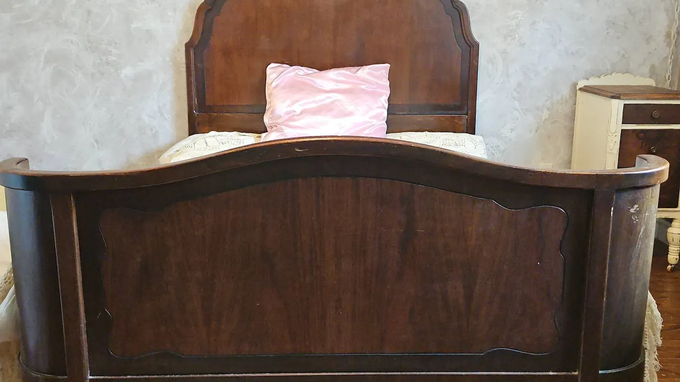 Wooden Bedframe with Mattress and Bedding Included