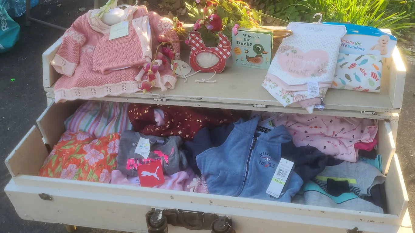 Infant Apparel Bundle With Upcycled White Trunk Storage