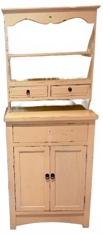Painted Wood Hutch with Shelves, Drawers, and Cabinet