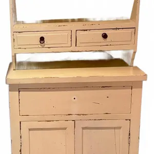 Painted Wood Hutch with Shelves, Drawers, and Cabinet