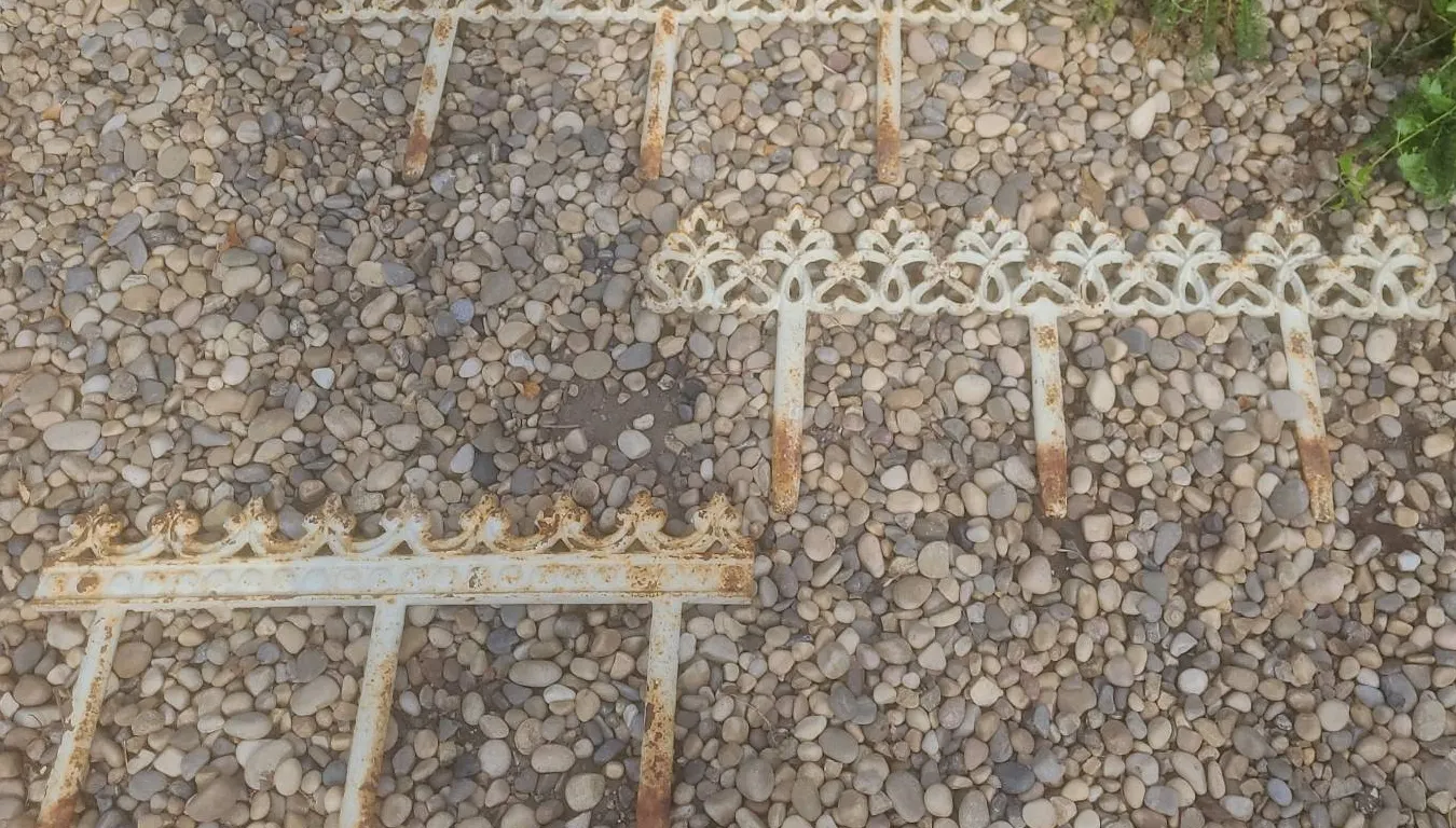 Three Decorative Metal Garden Edging Fence Pieces