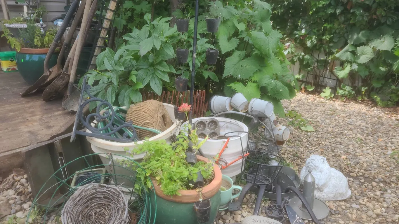 Large Assorted Garden Supplies and Decorative Items Collection