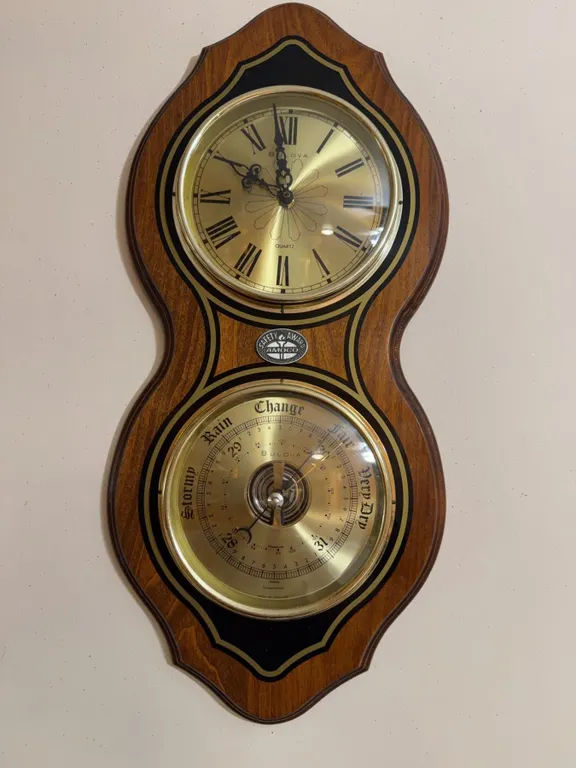 Bulova Wall Weather Station Clock, 23 Inch Wood