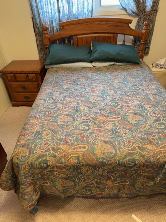Solid Oak Wood Bed Frame and Nightstand Set