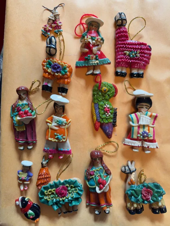 12 Hand-Painted Peruvian Clay Ornaments