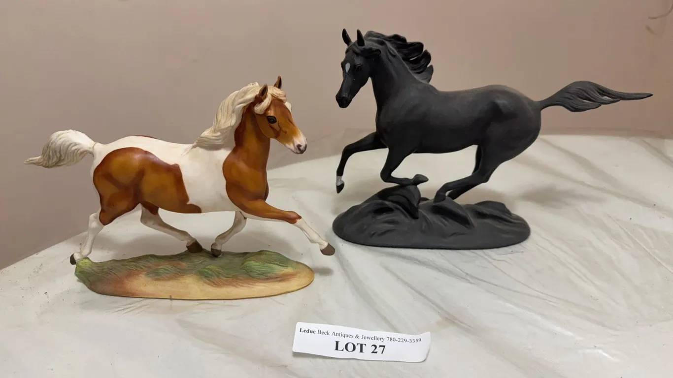 Franklin Mint Misty and Black Beauty Porcelain Figurines