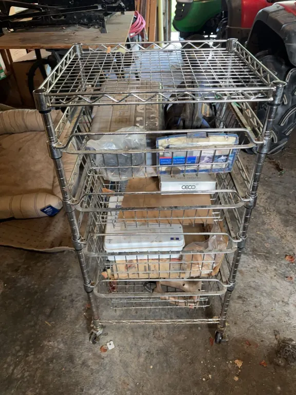 Metal Rolling Utility Shelving Cart With Tools