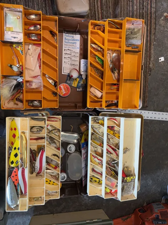 Two Large Tackle Boxes with Spoons and Hooks