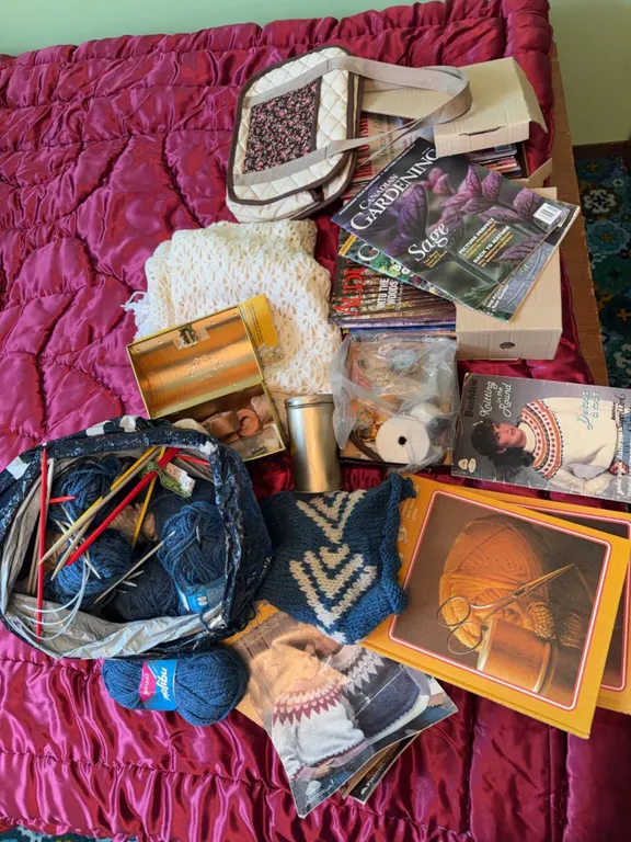 Knitting Supplies, yard and Magazines