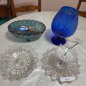 Iridescent and Cobalt Blue Glassware