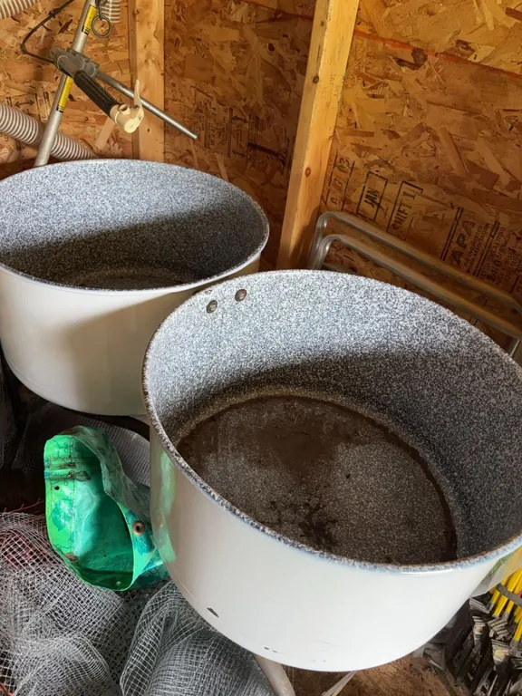 Enamel Wash Tubs on Metal Stands