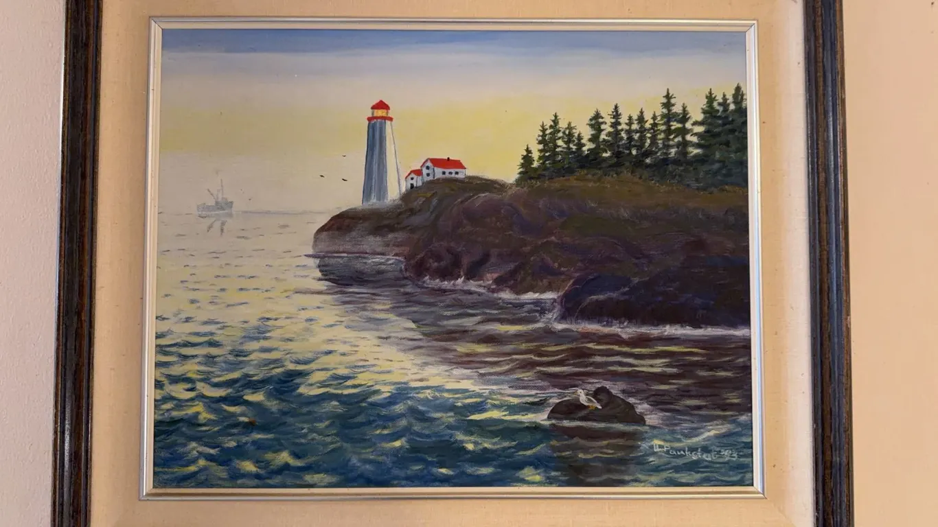 Framed Lighthouse Coastal Painting, 24 x 19 Inch