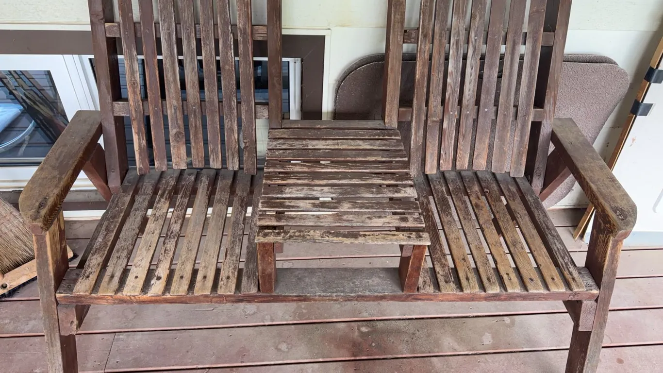 Wooden Double Adirondack Glider Bench Table