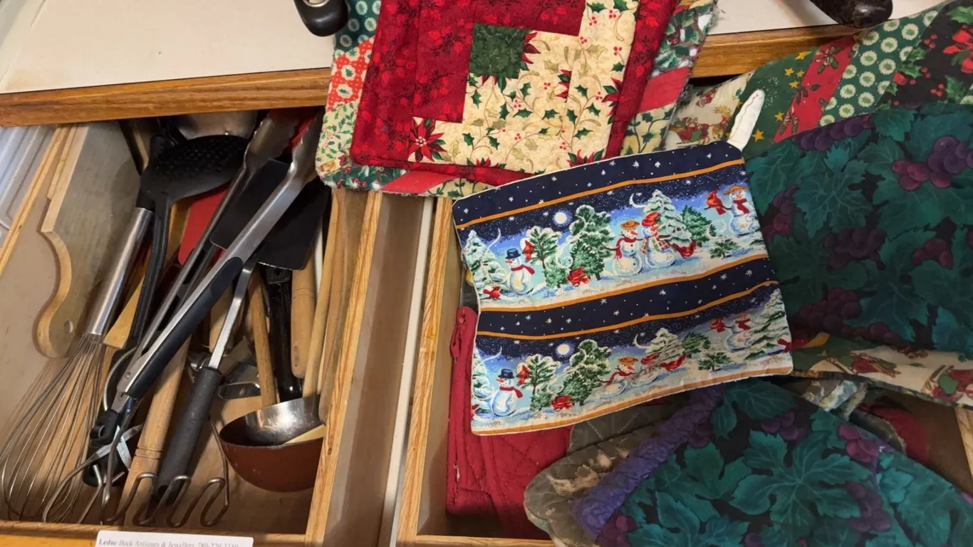 Kitchen Utensils and Quilted Pot Holders