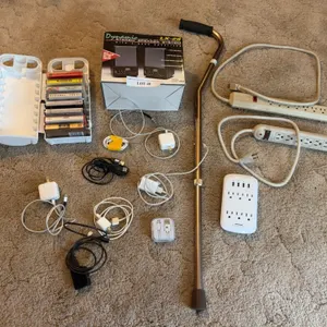 Audio Cassettes, Power Strips, Speakers, Chargers, Cane