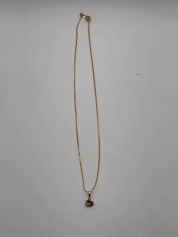 10k Gold Necklace with Gemstone Pendant, 1.37g