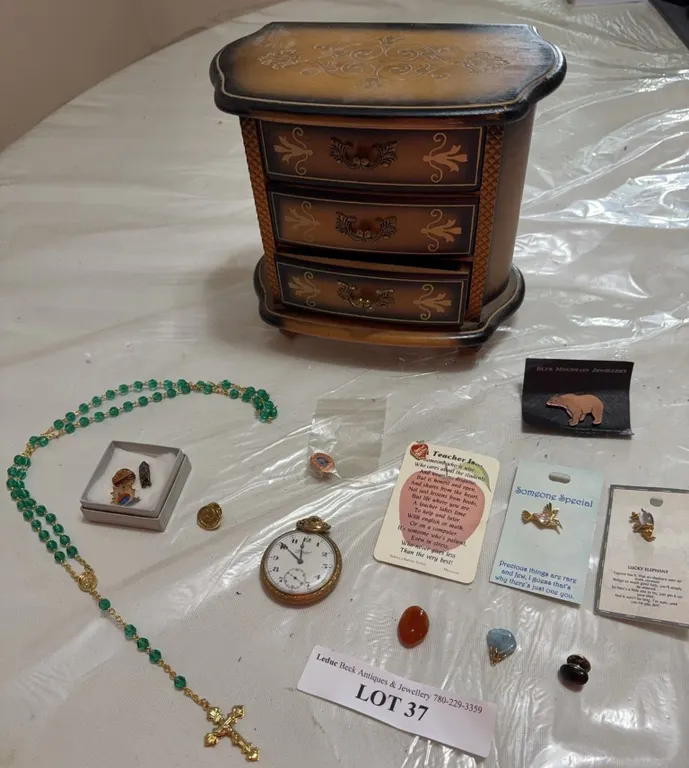 Jewelry, Ephemera, and Pocket Watch Lot