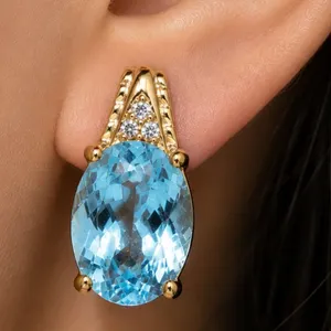 Silver(3.54g),  Blue Topaz (3ct) Earring Retail value $240