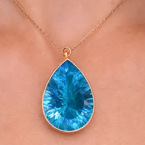 10k(2g),  Blue Topaz (8.5ct) Pendant Retail value $1200