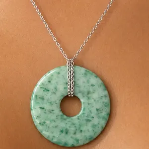 Silver(app 15g),  Genuine Jadeite Necklace 16-22" Retail value $240