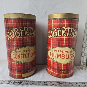 2 - Robertson Confectionary Tins - denting, paint loss