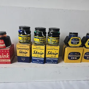 6 - Skrip Ink Bottles - full, Waterman's (2) - full & Parker Quink - full