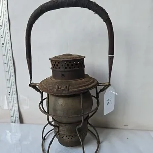 CNR Railway Lantern w/ Adelake Shade - wooden handle