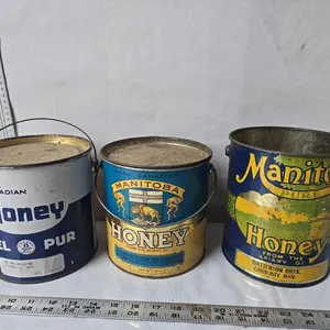 3 - 8lb. Honey Tins, MB & Canadian