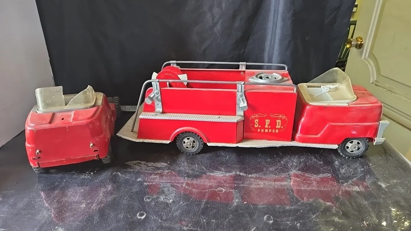 Strutco Fire Pumper Truck & Strutco Semi - played with condition