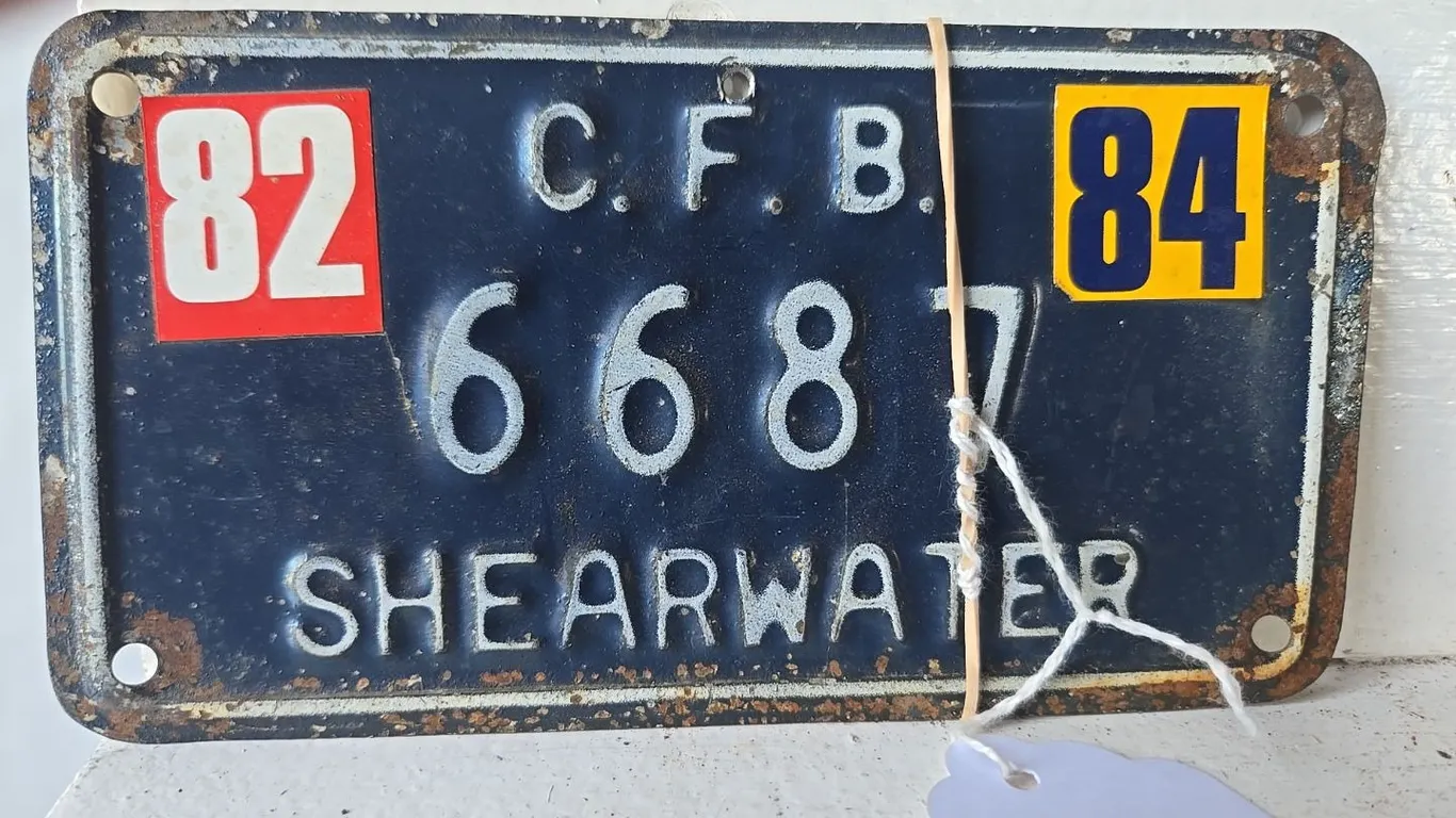 CFB Shearwater bicycle plate - showing rust