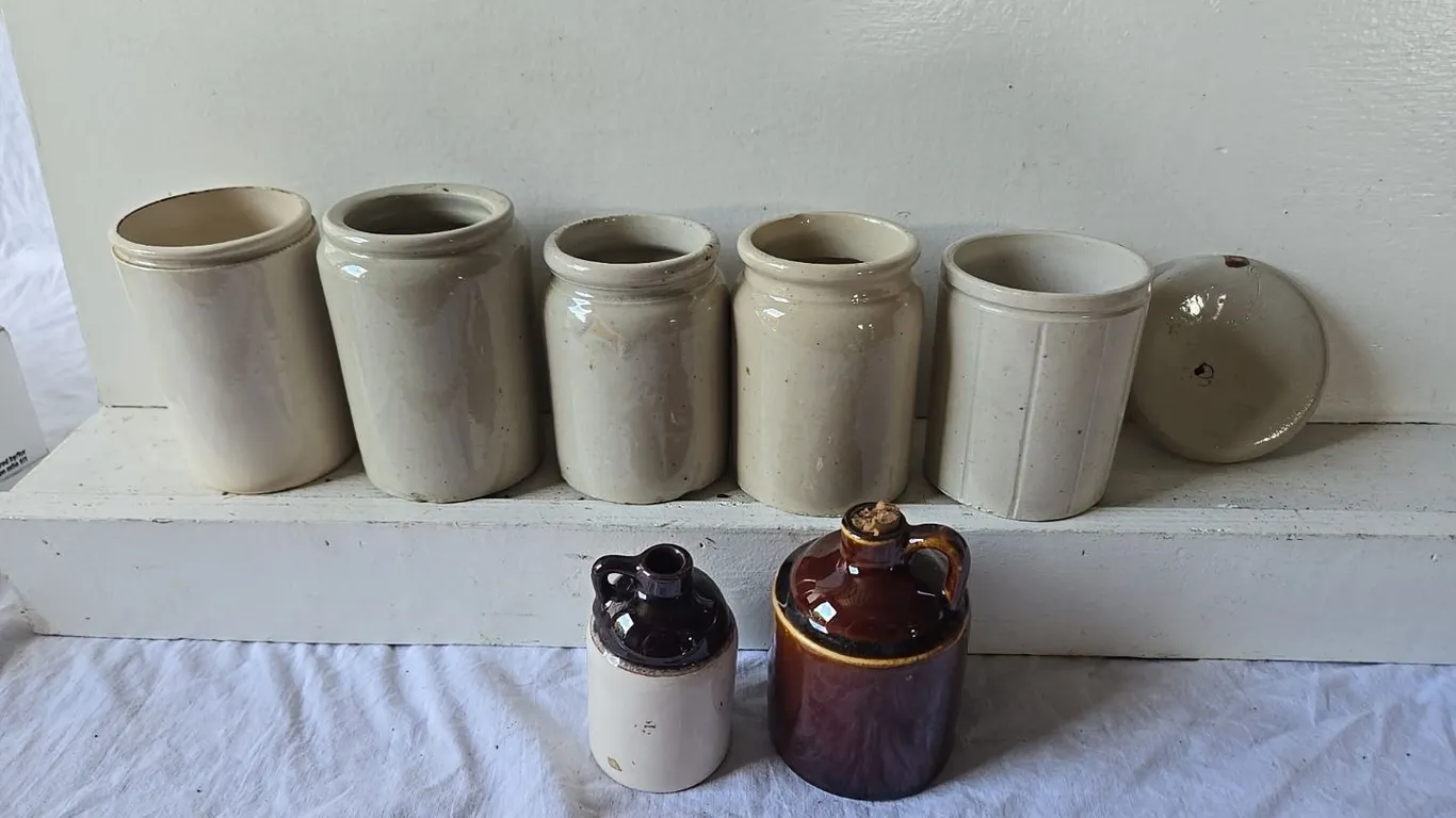 Pint Crock/Cannisters - various conditions