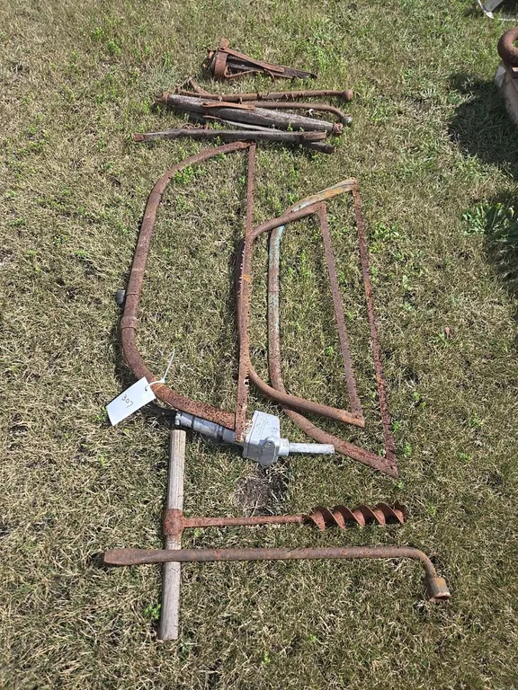 Vintage saws, horse hames, wood auger bits