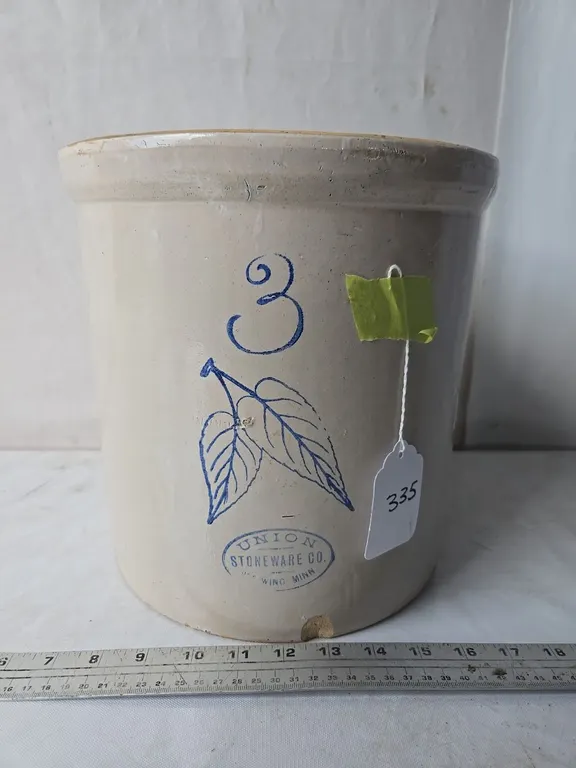 3 Gal. Union Stoneware Birch Leaf Crock