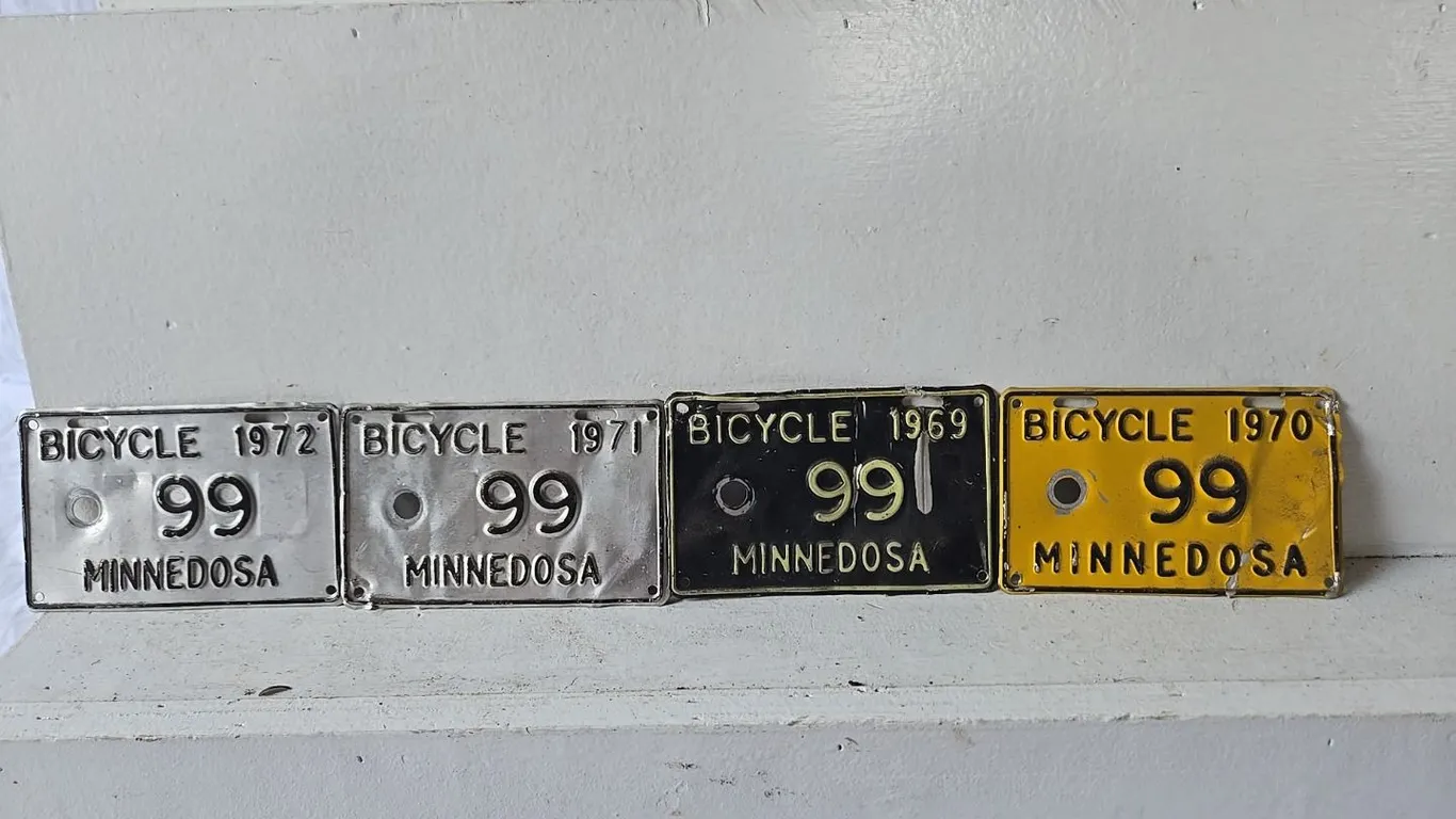1969-72 Minnedosa Bicycle Plates - matching