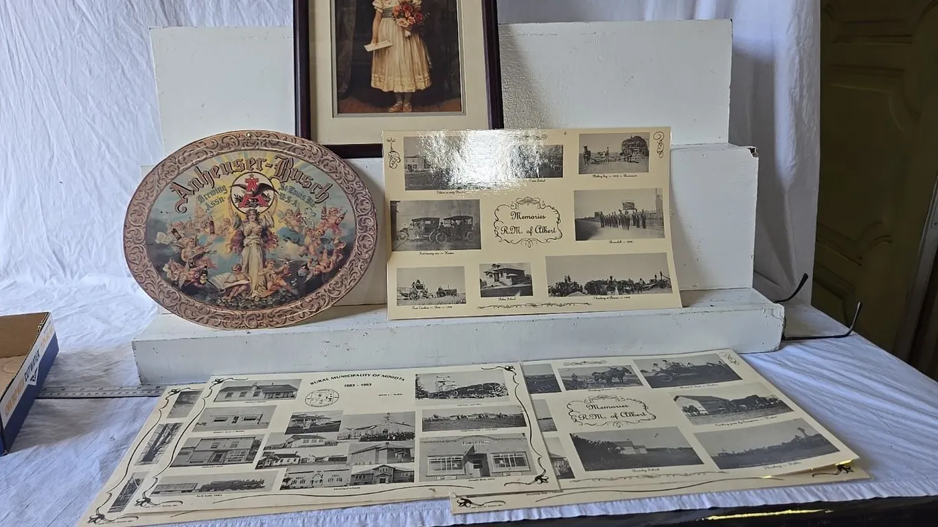 RM of Albert Place Mats, Anheuser-Busch sign, & framed picture