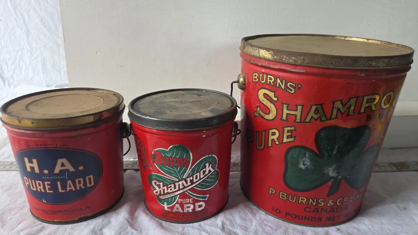 3 - Shamrock Lard Pails, 3lb. (2) & 10lb.
