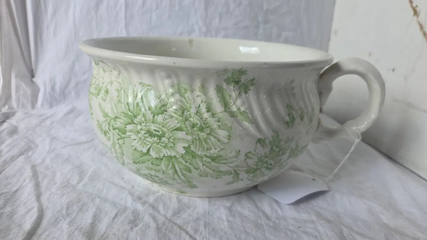 Green Floral Chamber Pot