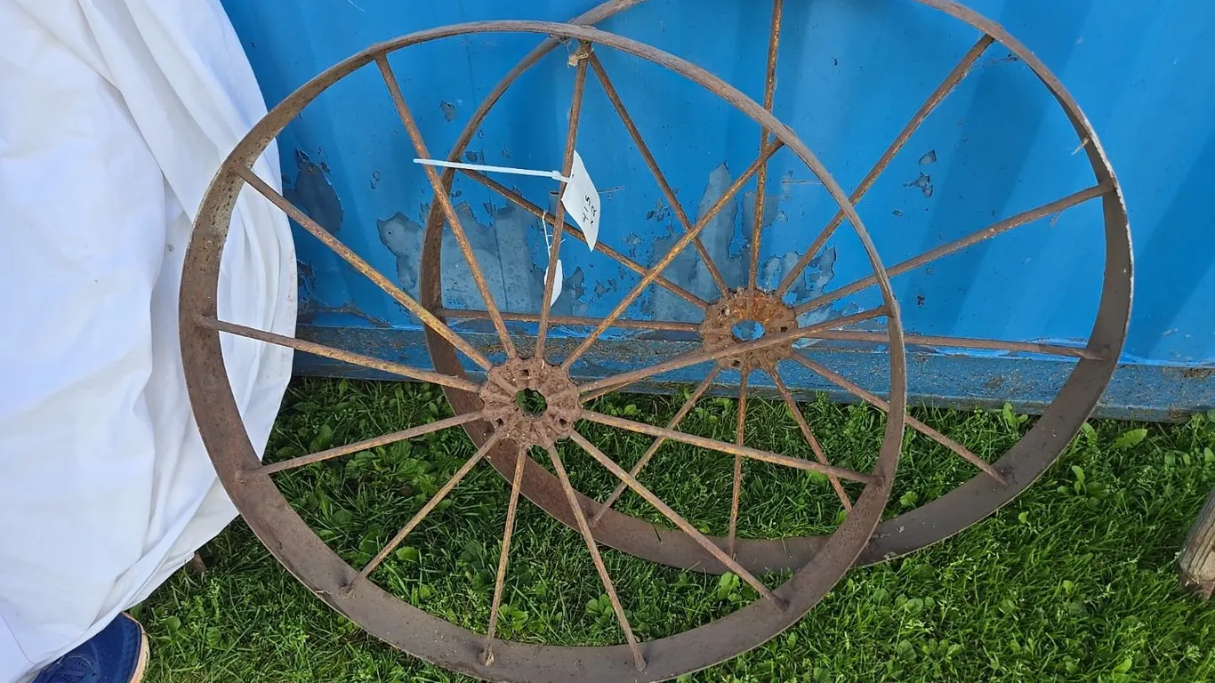 Pair steel wheels, 32" dia.