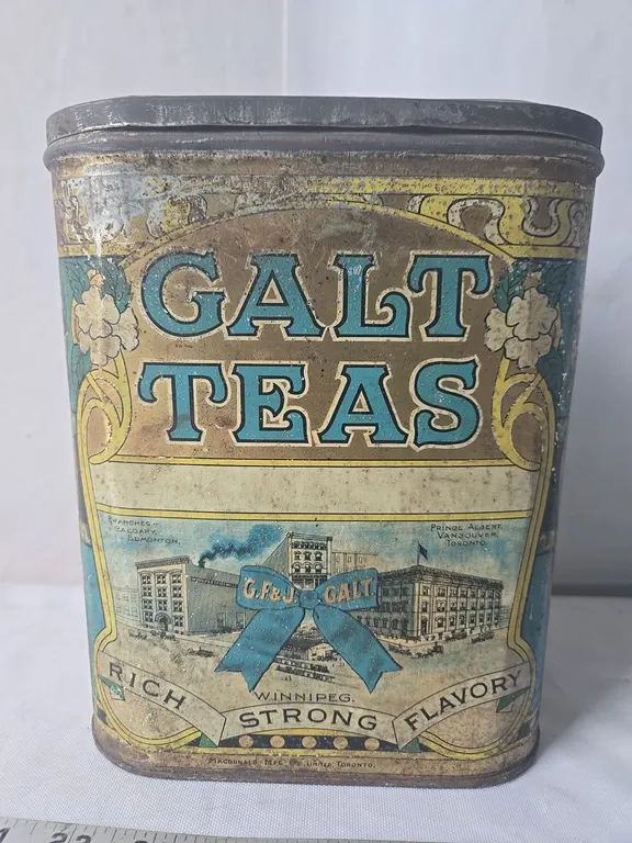 Galt Teas Tin - G.F. & J Galt, Wpg. MB - has some rusting and pitting